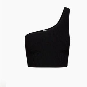 Aritzia Babaton Sculpt Knit One-Shoulder Cropped Tank XL-Black